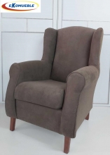 SILLON OREJERO CARLA  MARRON ,TAPIZADO TEJIDO ANTIMANCHAS