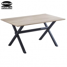 MESA COMEDOR TIPO INDUSTRIAL 150 X 90 PATA METALICA NEGRA